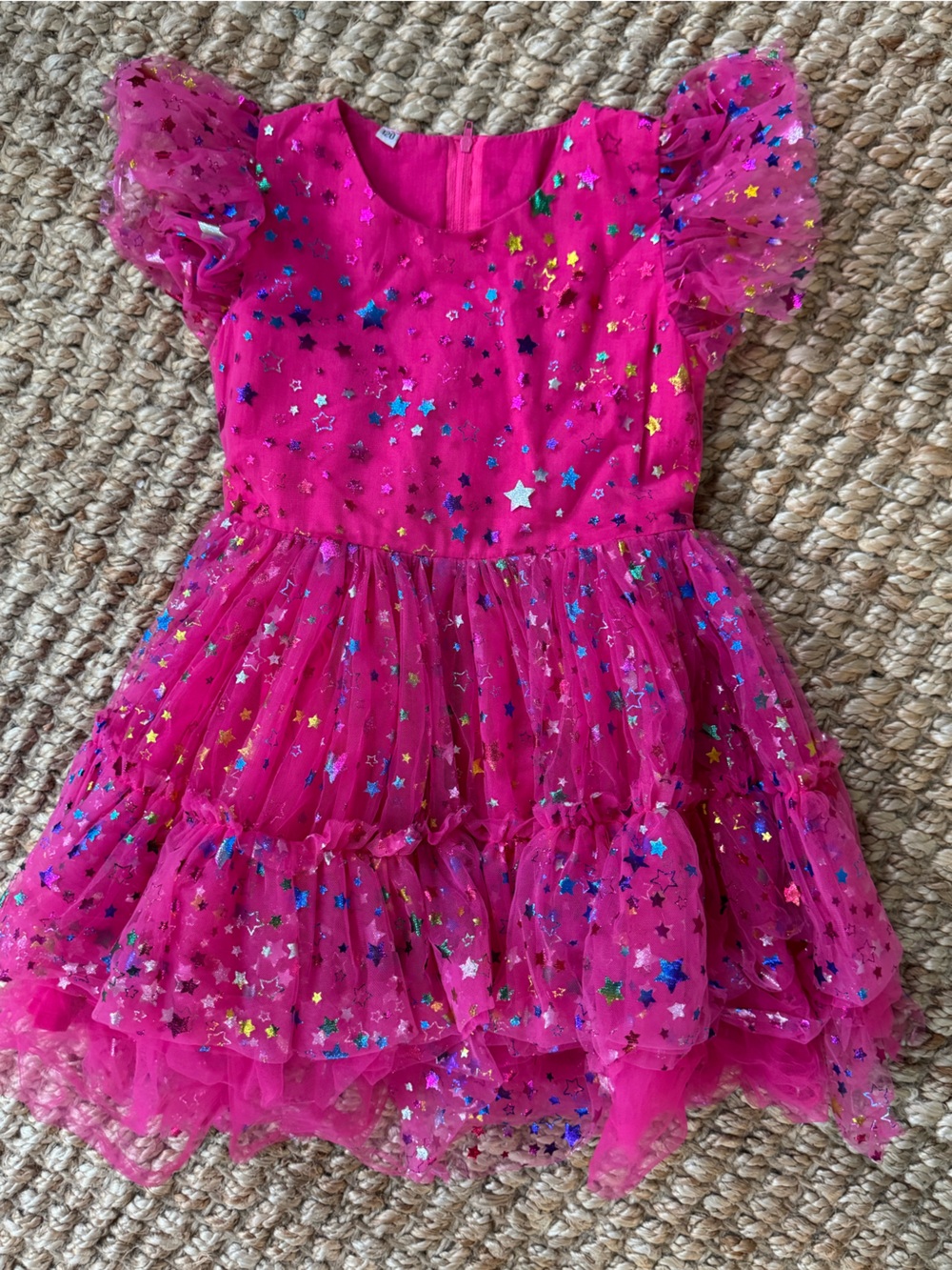 Hot Pink Star Sequin Tulle Dress